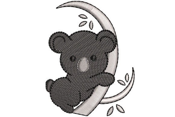 Baby Bear on Branch Embroidery Design