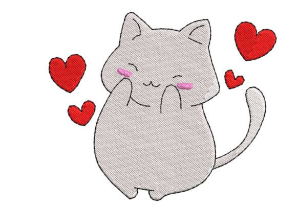 Elegant Cat Embroidery Design
