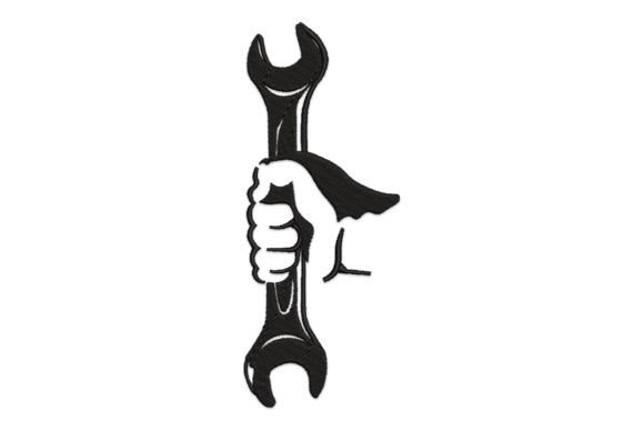 Wrench in Hand Embroidery Design
